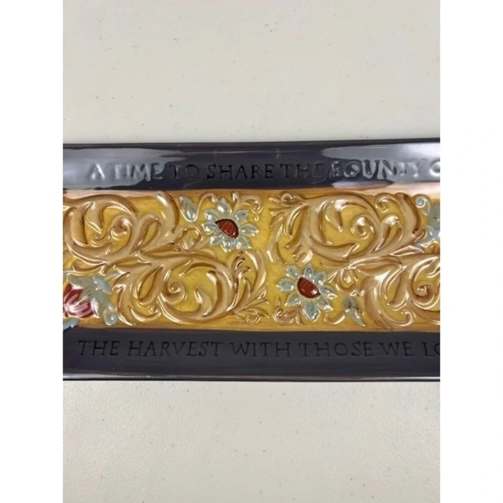 Amscan Harvest Sentiment‎ Ceramic Serving Kitchen Trinket Wall Hanging Tray